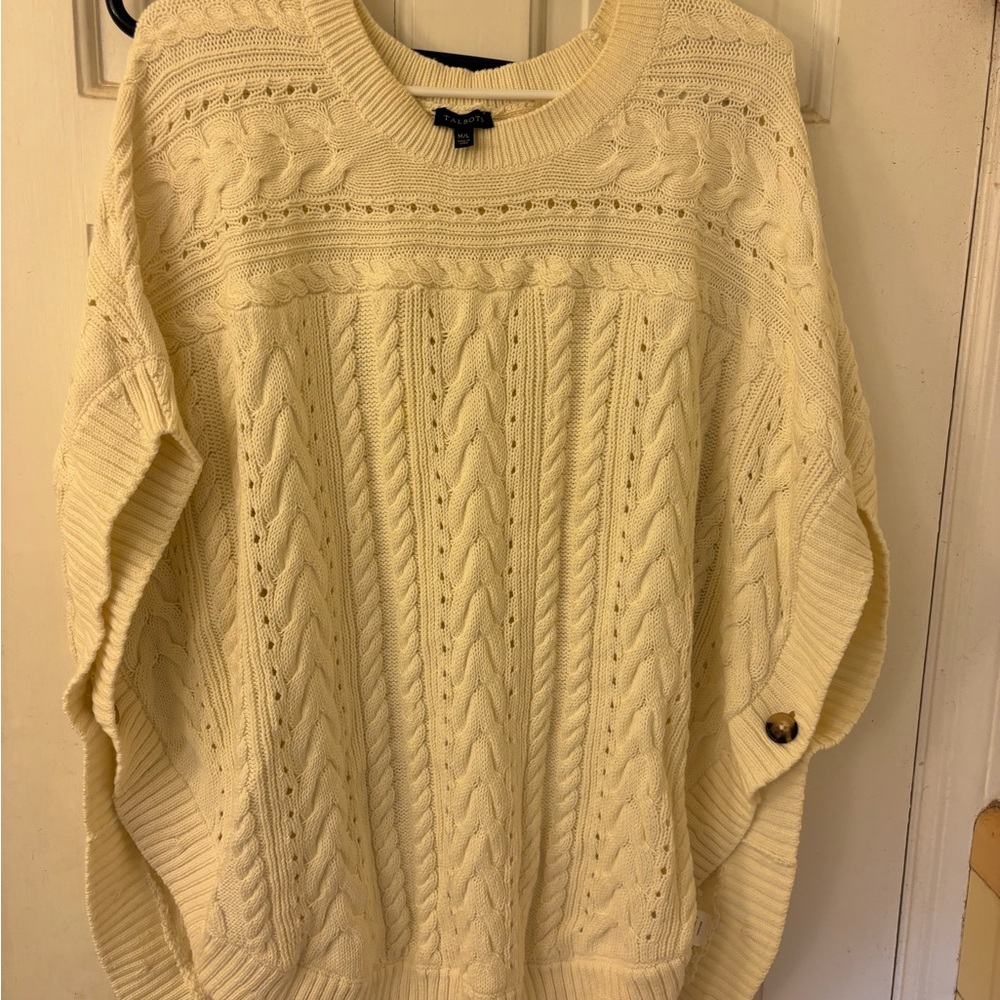 Talbots Cable Knit Poncho Sweater Size Large